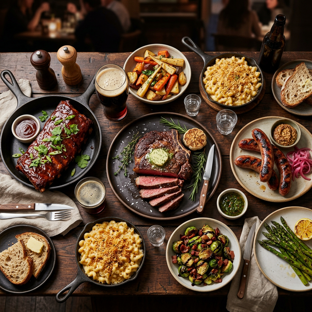 TinGrill steaks and BBQ menu spread